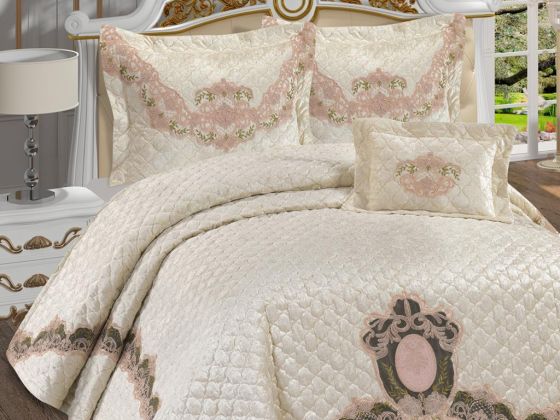 Aden Quilted Dowery Bedspread Powder