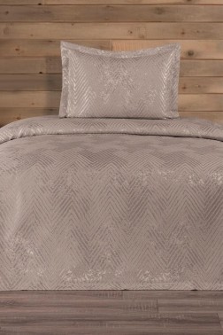 Asu Jacquard Cotton Chenille Bedspread 170x250 cm Single Size, Queen Size, Beige - Thumbnail