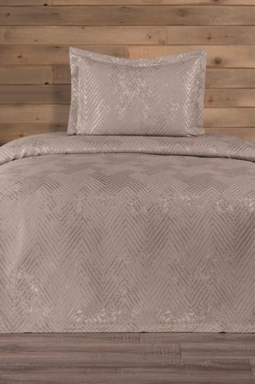 Asu Jacquard Cotton Chenille Bedspread 170x250 cm Single Size, Queen Size, Beige