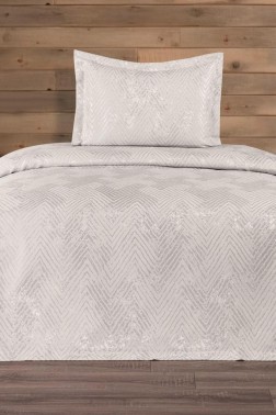 Asu Jacquard Cotton Chenille Bedspread 170x250 cm Single Size, Queen Size, Cream - Thumbnail