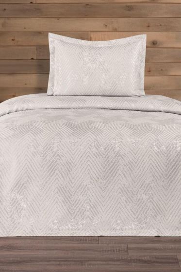 Asu Jacquard Cotton Chenille Bedspread 170x250 cm Single Size, Queen Size, Cream