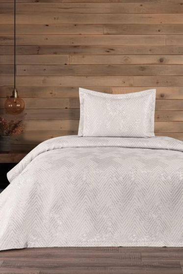 Asu Jacquard Cotton Chenille Bedspread 170x250 cm Single Size, Queen Size, Cream