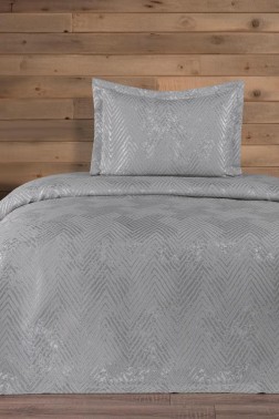 Asu Jacquard Cotton Chenille Bedspread 170x250 cm Single Size, Queen Size, Gray - Thumbnail