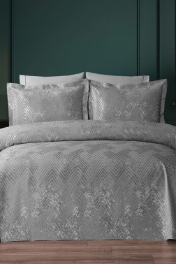 Asu Jacquard Cotton Chenille Bedspread 250x260 cm Double Size, King Size, Gray - Thumbnail