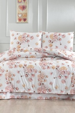 Beril Bedding Set 4 Pcs, Duvet Cover, Bed Sheet, Pillowcase, Double Size, Self Patterned, Wedding, Daily use - Thumbnail