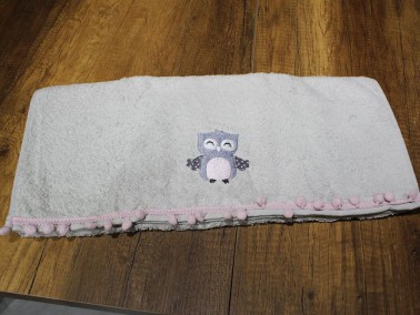 Dowry World Owl Hand Face Towel Gray Pink - Thumbnail