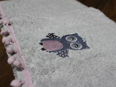 Dowry World Owl Hand Face Towel Gray Pink - Thumbnail