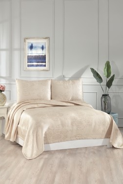 Dowry World Lale Double Bedspread - Cappucino - Thumbnail