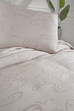 Dowry World Lale Double Bedspread - Gray - Thumbnail