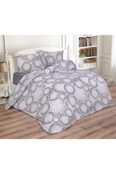 Daisy Bedding Set 3 Pcs, Duvet Cover, Bed Sheet, Pillowcase, Queen Size, Self Patterned, Wedding, Daily use Gray