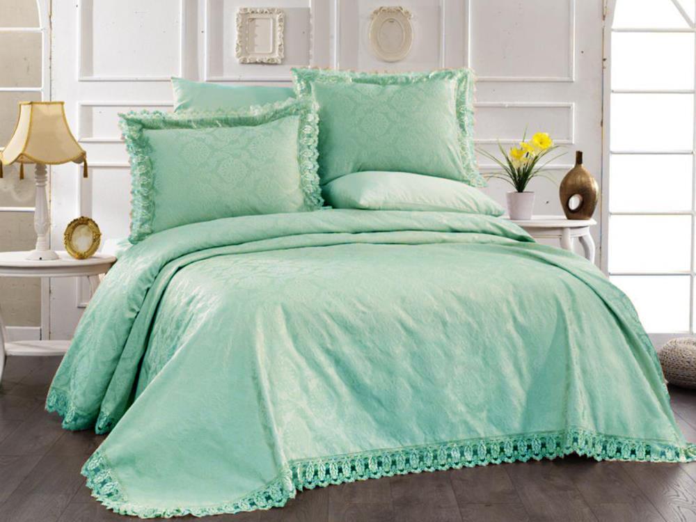 Ela Jacquard Chenille Bedspread - Spring Green