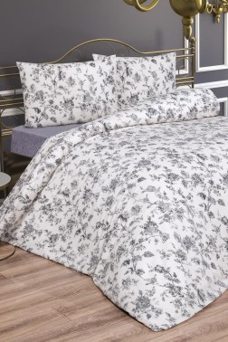 Emma Bedding Set 3 Pcs, Duvet Cover, Bed Sheet, Pillowcase, Queen Size, Self Patterned, Wedding, Daily use Gray - Thumbnail