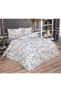 Emma Bedding Set 3 Pcs, Duvet Cover, Bed Sheet, Pillowcase, Queen Size, Self Patterned, Wedding, Daily use Gray - Thumbnail