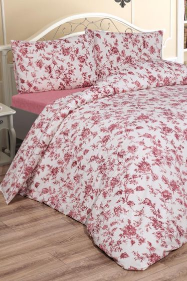 Emma Bedding Set 3 Pcs, Duvet Cover, Bed Sheet, Pillowcase, Queen Size, Self Patterned, Wedding, Daily use Red