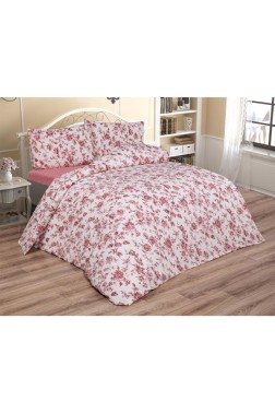 Emma Bedding Set 3 Pcs, Duvet Cover, Bed Sheet, Pillowcase, Queen Size, Self Patterned, Wedding, Daily use Red - Thumbnail