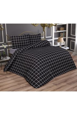 Erika Bedding Set 3 Pcs, Duvet Cover, Bed Sheet, Pillowcase, Queen Size, Self Patterned, Wedding, Daily use Black - Thumbnail