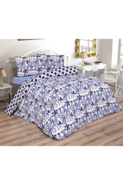 Erika Bedding Set 3 Pcs, Duvet Cover, Bed Sheet, Pillowcase, Queen Size, Self Patterned, Wedding, Daily use Blue - Thumbnail