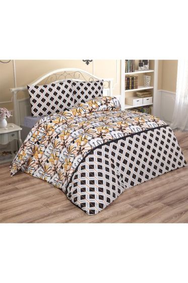 Erika Bedding Set 3 Pcs, Duvet Cover, Bed Sheet, Pillowcase, Queen Size, Self Patterned, Wedding, Daily use Brown