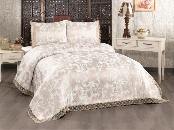 Fairy Double Size Bedspread 230x250 cm with Pillowcase Cappucino