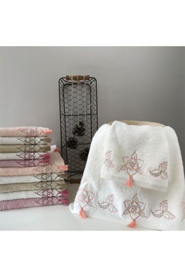 Hilda Embroidered 6 pcs in Set Bamboo Hand and Face Towel 50x90 Cm