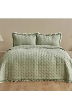 Kapinya Fiber Filled King Size, Bedspread 240x260 with Pillowcase, Full Bed, Micro Fabric, Gray - Thumbnail