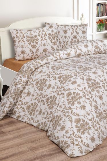 Mary Bedding Set 3 Pcs, Duvet Cover, Bed Sheet, Pillowcase, Queen Size, Self Patterned, Wedding, Daily use Beige