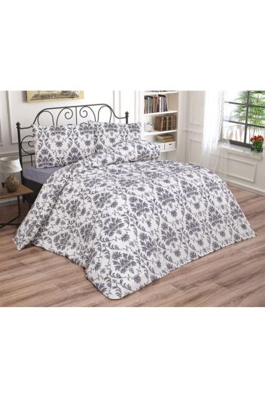 Mary Bedding Set 3 Pcs, Duvet Cover, Bed Sheet, Pillowcase, Queen Size, Self Patterned, Wedding, Daily use Gray