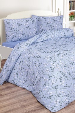 Nanda Bedding Set 3 Pcs, Duvet Cover, Bed Sheet, Pillowcase, Queen Size, Self Patterned, Wedding, Daily use Blue - Thumbnail