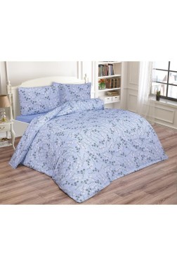 Nanda Bedding Set 3 Pcs, Duvet Cover, Bed Sheet, Pillowcase, Queen Size, Self Patterned, Wedding, Daily use Blue - Thumbnail