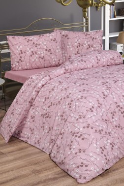 Nanda Bedding Set 3 Pcs, Duvet Cover, Bed Sheet, Pillowcase, Queen Size, Self Patterned, Wedding, Daily use Pink - Thumbnail