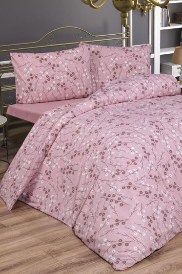 Nanda Bedding Set 3 Pcs, Duvet Cover, Bed Sheet, Pillowcase, Queen Size, Self Patterned, Wedding, Daily use Pink