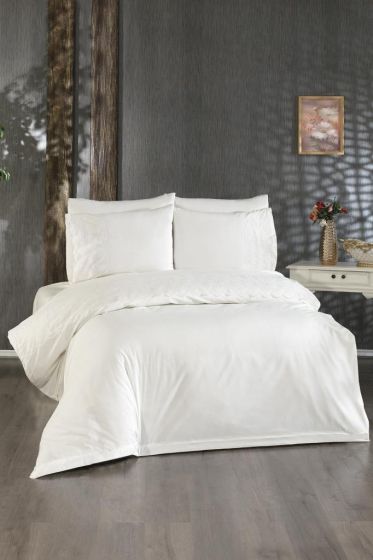 Nuray Duvet Cover Set 6pcs, Duvet Cover 200x220, Bedsheet 240x260 Cotton Fabric, Full Size, Double Size Cream