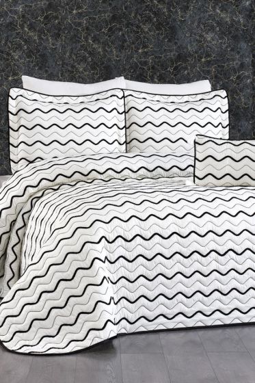 Ocean King Size Quilted Bedspread 250x260 with Pillowcase, Full Bed, Cotton Fabric, Double Size White