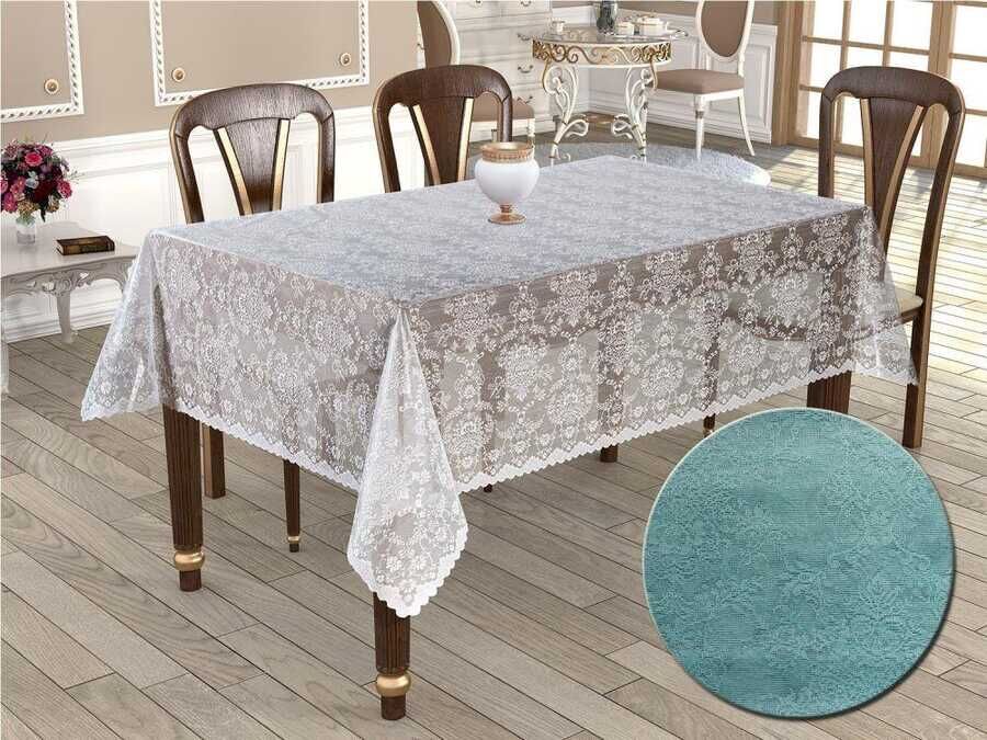  Knitted Board Patterned Rectangular Tablecloth Bahar Turquoise