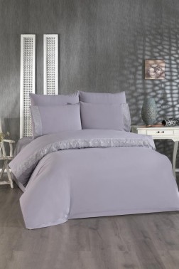 Perihan Duvet Cover Set 6pcs, Duvet Cover 200x220, Bedsheet 240x260 Cotton Fabric, Full Size, Double Size Gray - Thumbnail