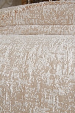 Puffy Double Size Blanket 200x220 cm Cotton Fabric Beige - Thumbnail