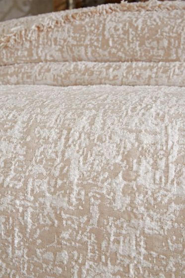 Puffy Double Size Blanket 200x220 cm Cotton Fabric Beige