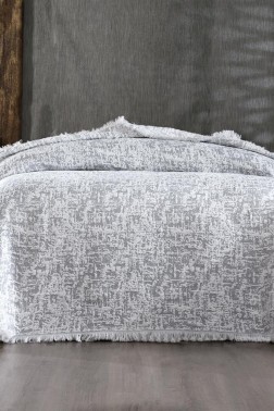 Puffy Double Size Blanket 200x220 cm Cotton Fabric Gray - Thumbnail