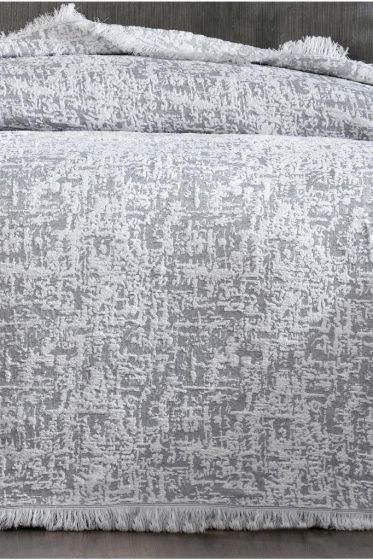 Puffy Double Size Blanket 200x220 cm Cotton Fabric Gray