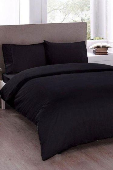 Pure King Size Ranforce %100 Cotton Duvet Cover Set, Duvet Cover 220x230 cm, Pillowcase 50x70, For King Bed, Black