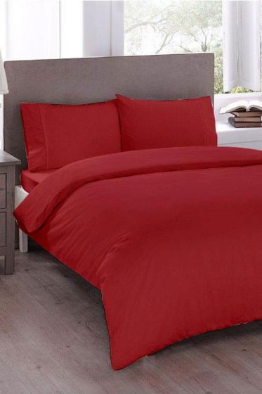 Pure King Size Ranforce %100 Cotton Duvet Cover Set, Duvet Cover 220x230 cm, Pillowcase 50x70, For King Bed, Red