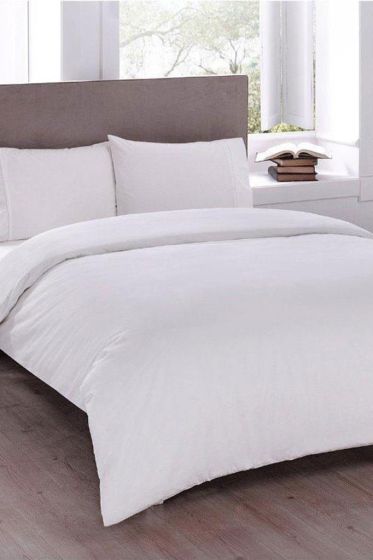 Pure King Size Ranforce %100 Cotton Duvet Cover Set, Duvet Cover 220x230 cm, Pillowcase 50x70, For King Bed, White