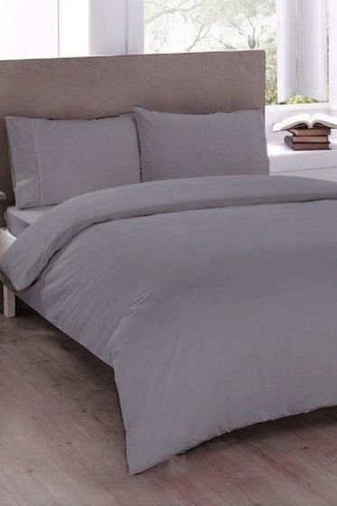 Pure Ranforce %100 Cotton Duvet Cover Set, Duvet Cover 200x200 cm, Pillowcase 50x70, For Double Bed, Gri