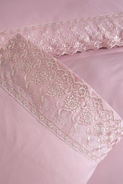 Reyhan Duvet Cover Set 6pcs, Duvet Cover 200x220, Bedsheet 240x260 Cotton Fabric, Full Size, Double Size Pink - Thumbnail