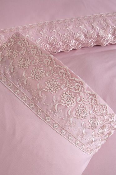 Reyhan Duvet Cover Set 6pcs, Duvet Cover 200x220, Bedsheet 240x260 Cotton Fabric, Full Size, Double Size Pink