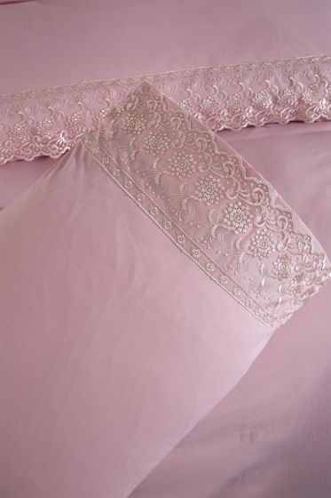 Reyhan Duvet Cover Set 6pcs, Duvet Cover 200x220, Bedsheet 240x260 Cotton Fabric, Full Size, Double Size Pink