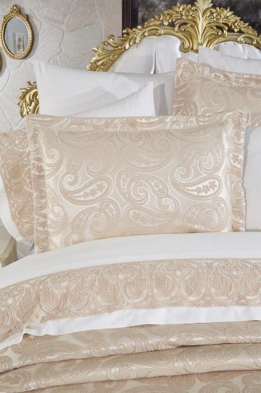 Sal 10 Pcs Bridal Wedding Set, Bedspread 240x260,Duvet Cover 200x220, Blanket 220x240, Sheet 230x240, Pillowcase, Cotton Fabric, Beige