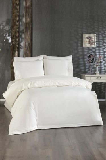 Secil Duvet Cover Set 6pcs, Duvet Cover 200x220, Bedsheet 240x260 Cotton Fabric, Full Size, Double Size Cream