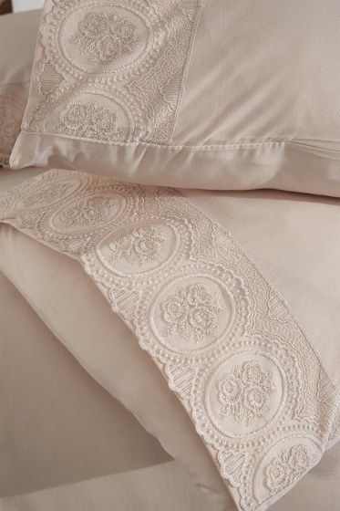 Seda Duvet Cover Set 6pcs, Duvet Cover 200x220, Bedsheet 240x260 Cotton Fabric, Full Size, Double Size Cappucino