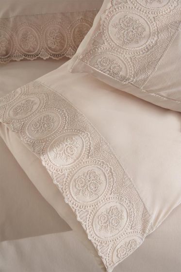 Seda Duvet Cover Set 6pcs, Duvet Cover 200x220, Bedsheet 240x260 Cotton Fabric, Full Size, Double Size Cappucino